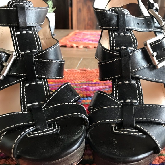 Coach strappy leather sandals Sz 8 - Picture 1 of 4